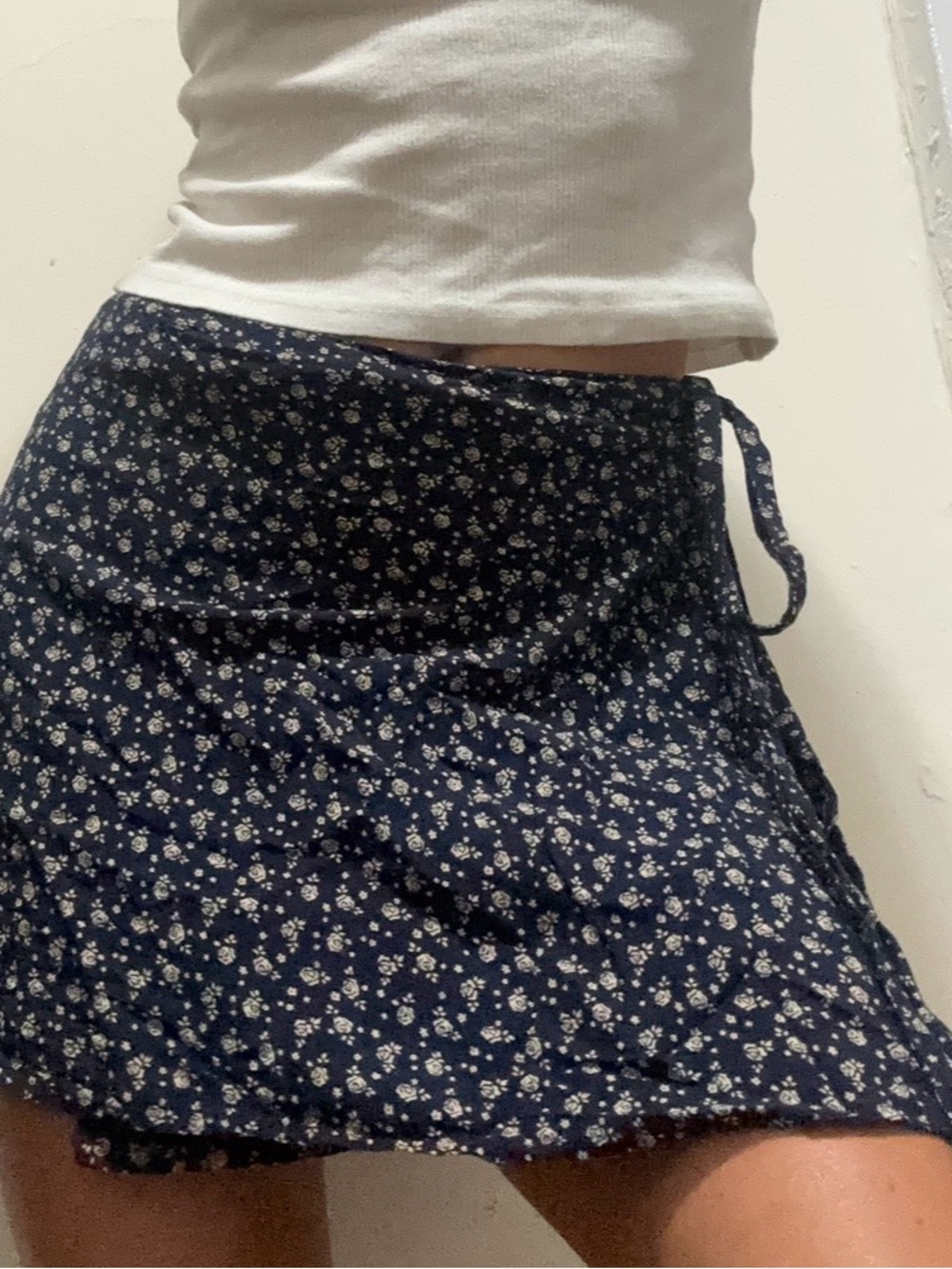 Brandy Melville Floral wrap up  Mini Skirt